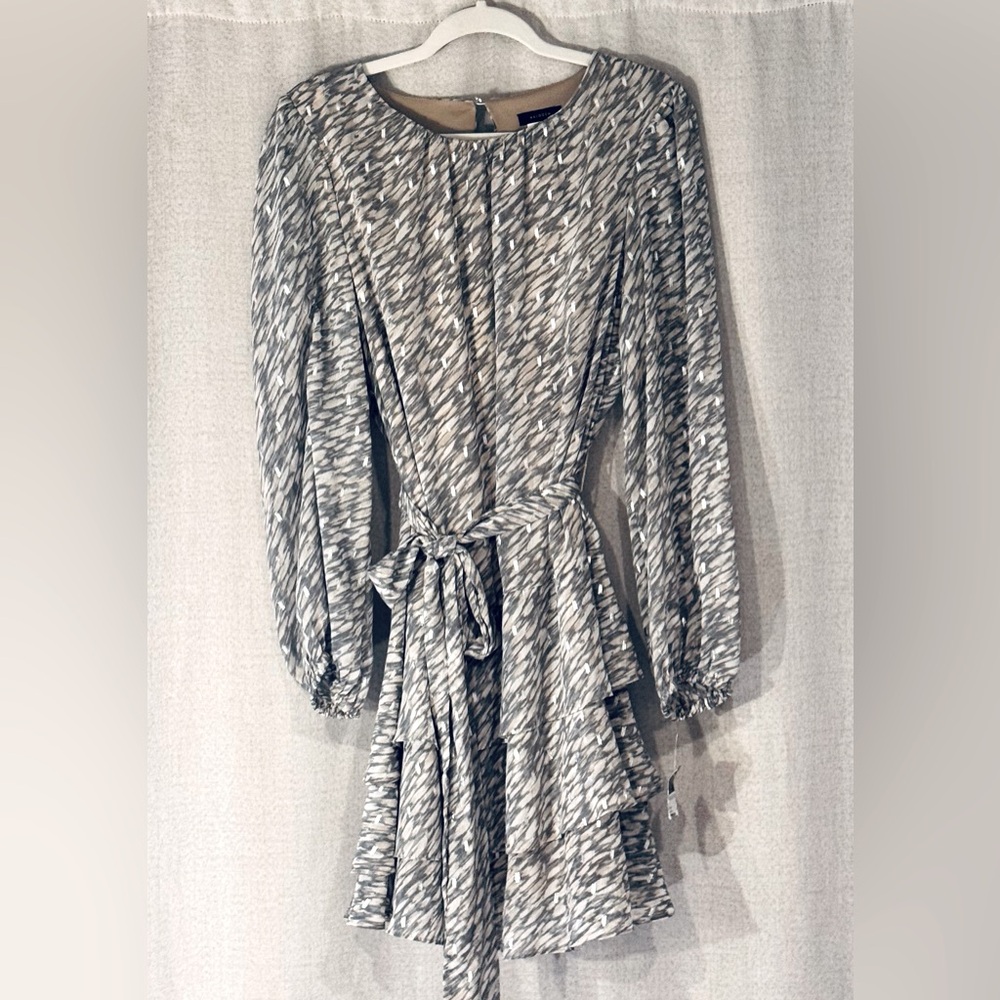 Halogen Black and White Bishop Sleeve Cocktail Dress